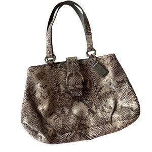 Coach Python Snakeskin Leather Shoulder Bag Purse Tote Gray #F19679